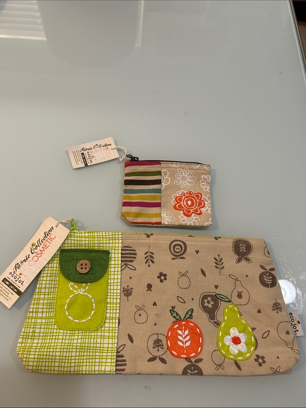 Pair of NWT cotton cosmetic bag and coin purse by ecojot